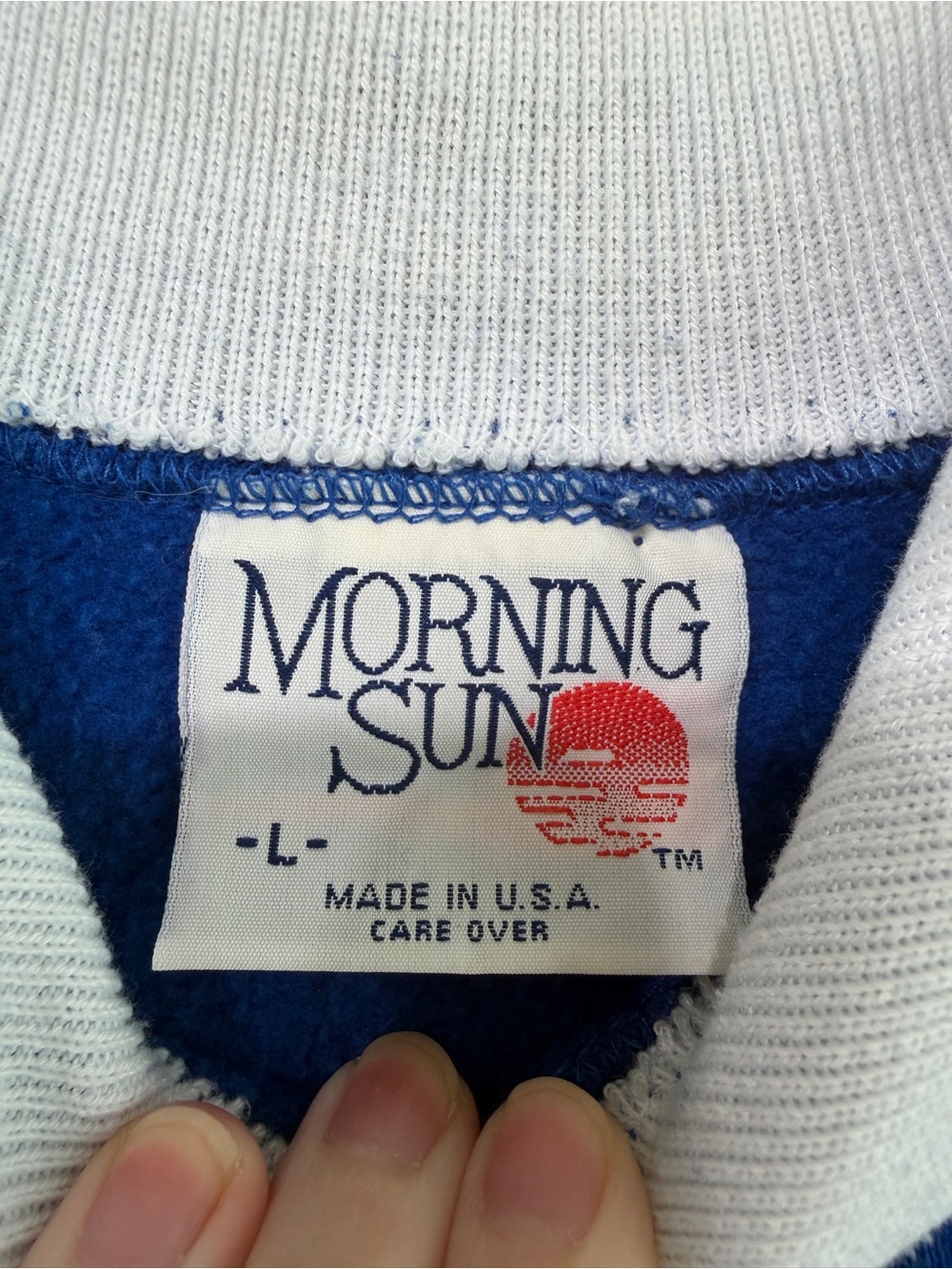 Morning Sun Vintage Cat Birdhouse Sweatshirt Women Large Blue Made in USA Retro - Picture 3 of 8